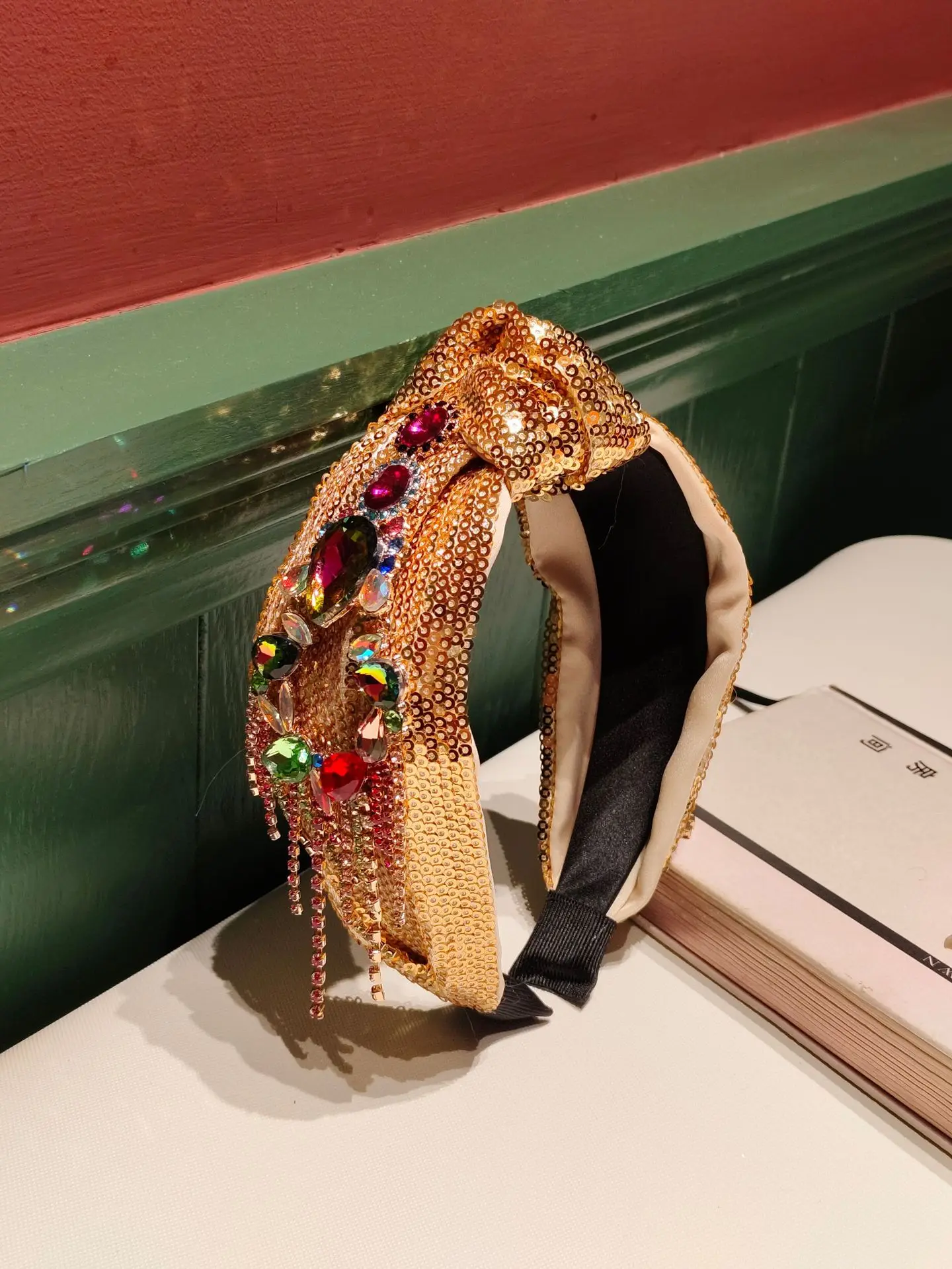 Heißes verkaufendes europäisches und amerikanisches Retro-High-End-Strass-Luxus-Quasten-Stirnband – Detail 4