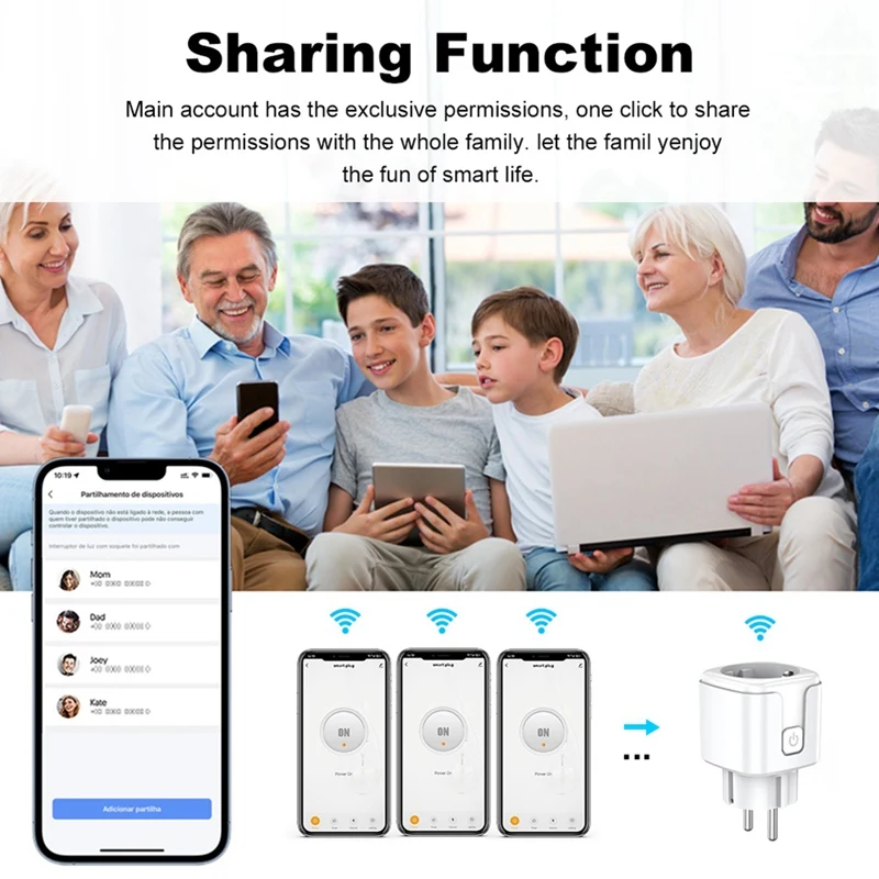 Tuya Wifi Smart Plug 20A EU Smart Socket With Power Monitor Timing Smart Life Support For Alexa Home Yandex