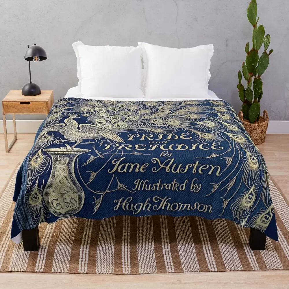 Pride And Prejudice Peacock Edition Book Cover Throw Blanket blankets ands Bed Hairy Comforter Blankets