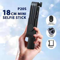 LISCN P20s Selfie Stick Mini Tripod with Bluetooth Remote Phone Holder for Vlogging Fill Light Monopod