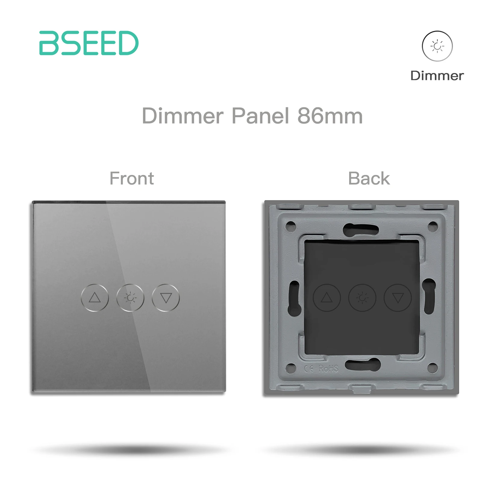BSEED Touch Lichtschakelaar 1/2/3Gang Dimmer Functie Onderdelen Glazen Paneel Grijs EU Stopcontact plug DIY Gratis Combinatie - afbeelding 1