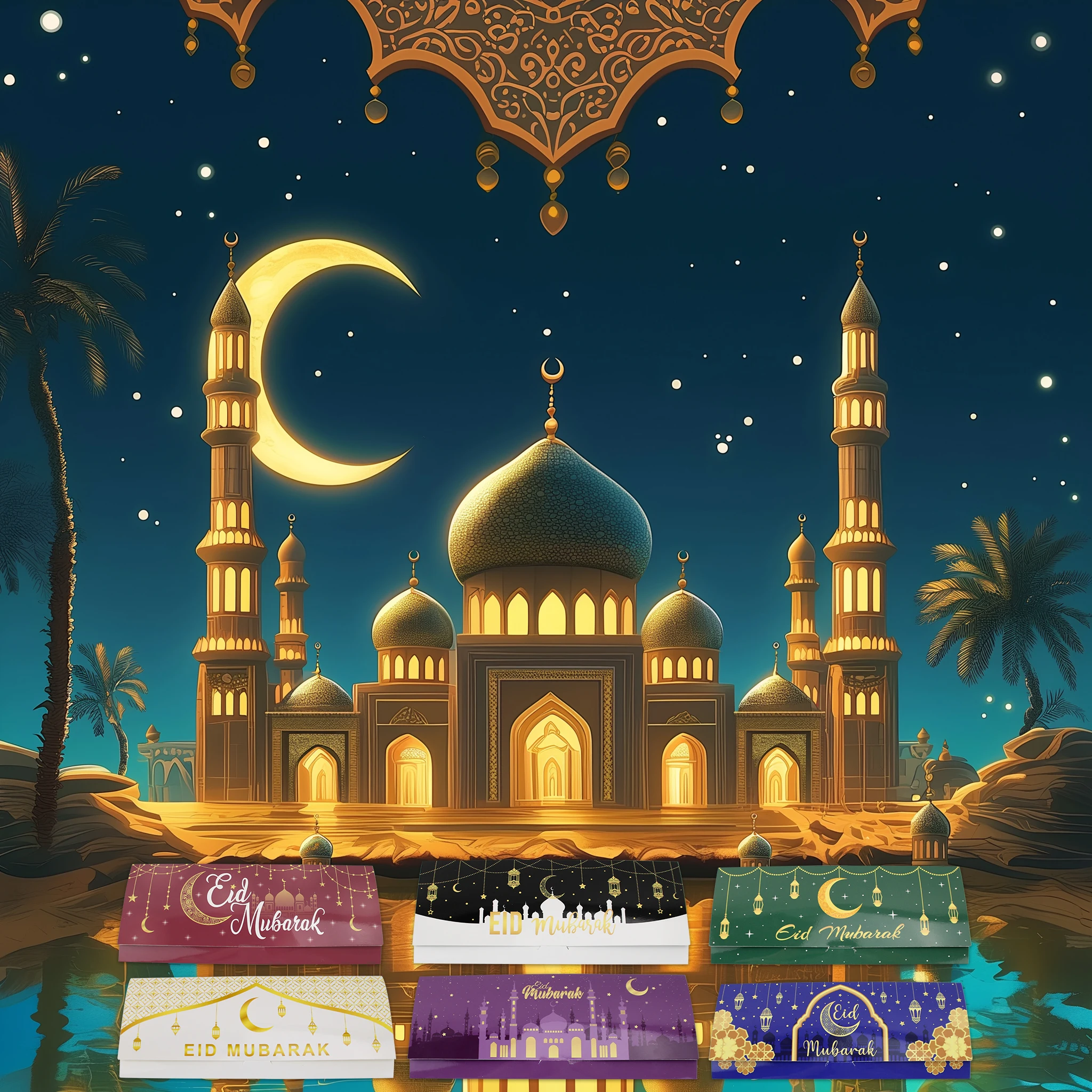 12/24 Pack Eid Mubarak Money and Gift Card Holders Eid Al-Adha Greeting Cards for Eid Ramadan Party Supplies