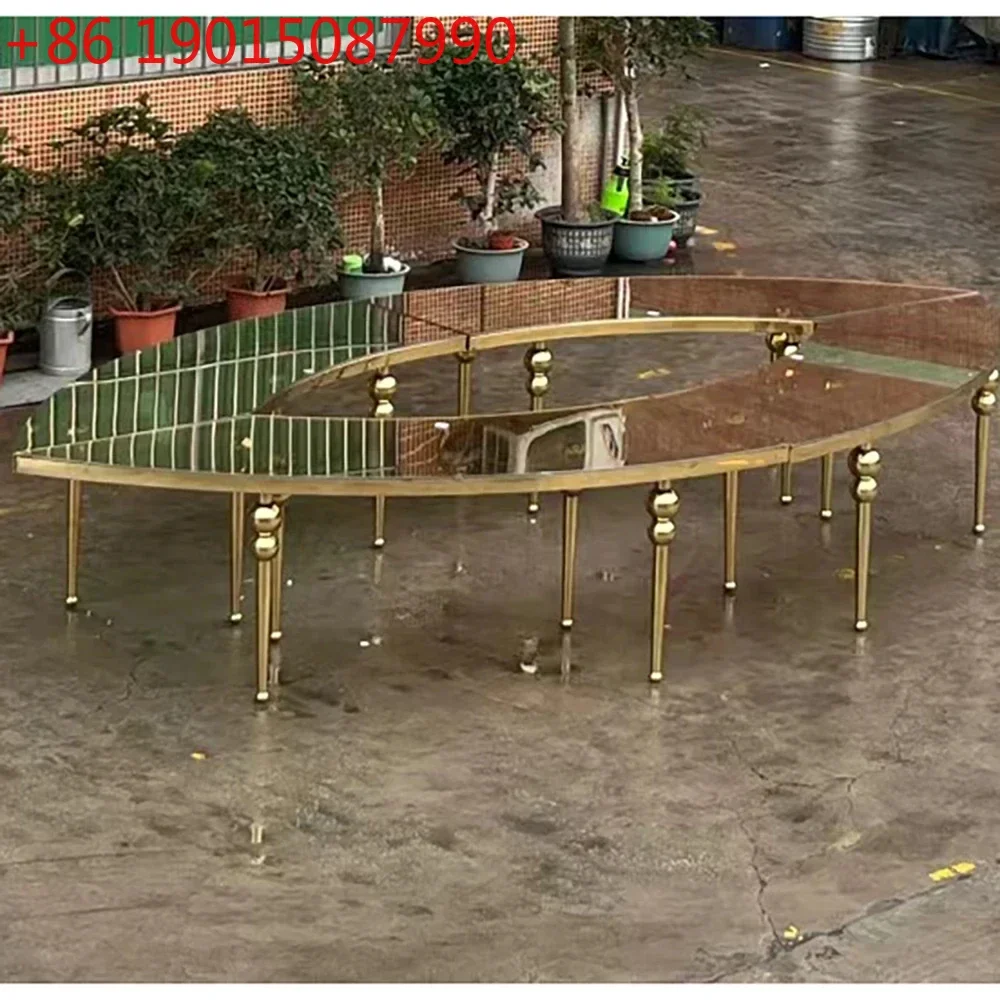 

Wedding luxury reception golden table bride groom event table