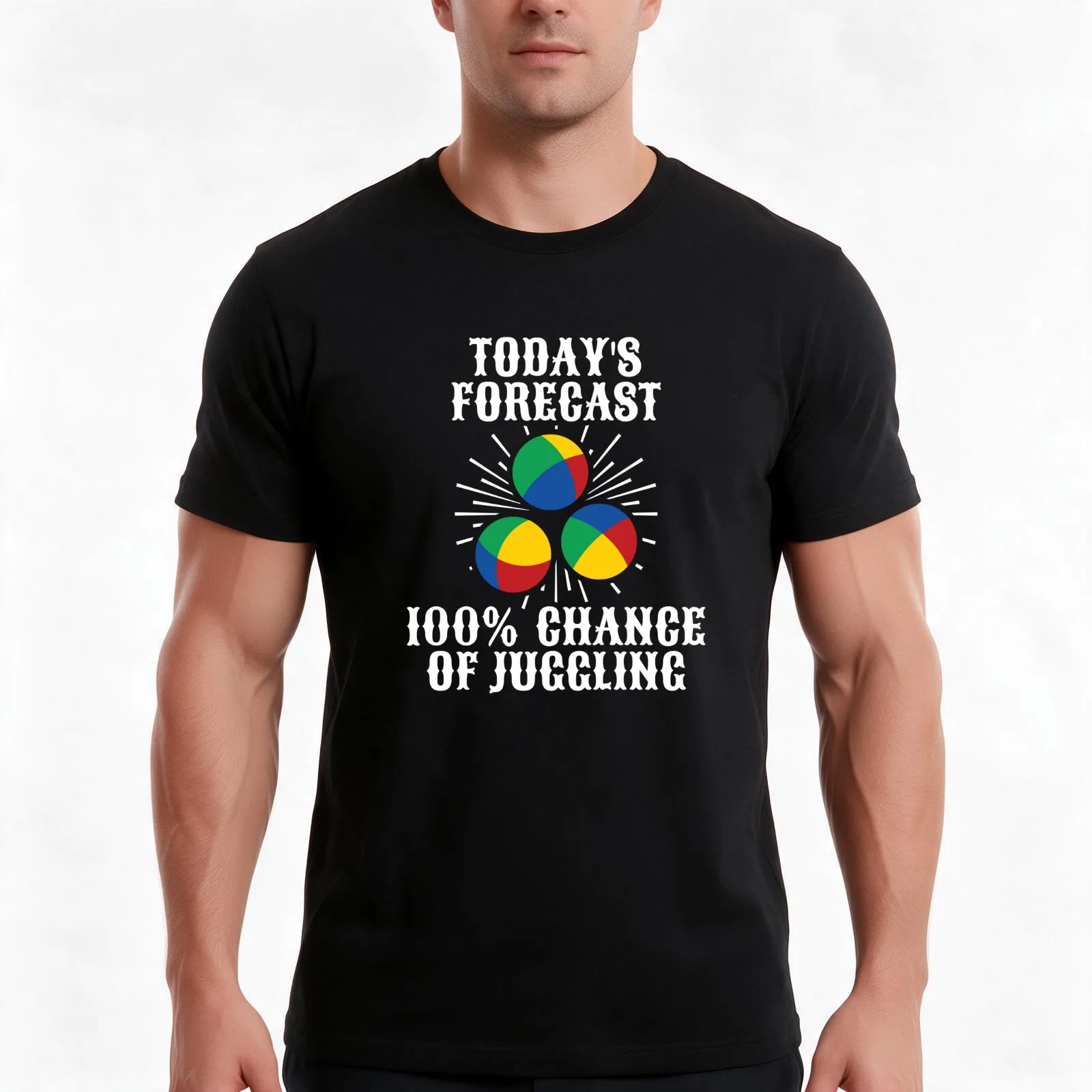 Today's Forecast - 100% Chance of JUGGLING T-Shirt, Summer Casual Cotton Tee, Oversized Streetwear Tops, Vintage Graphic Print