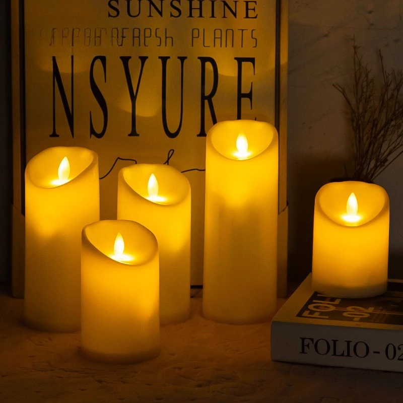 مجموعة شموع LED لعيد الميلاد تحكم واقعي ثلاثي الأبعاد لهب وامض يعمل بالبطارية هدية ديكور منزلي لعطلة عيد الميلاد