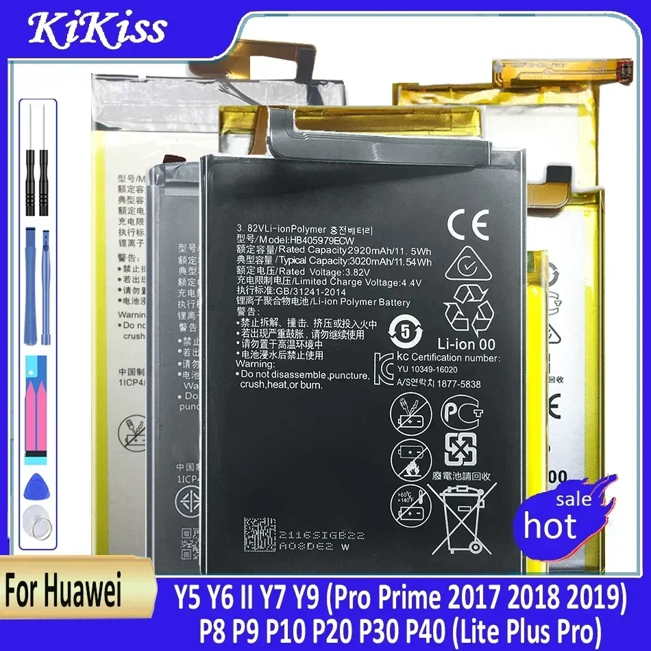 Battery For Huawei P8 P9 P10 P20 P30 P40 Lite Plus Pro/Enjoy 5 5S 6S 7 7S 8 8E/Y5 Y6 II Y7 Y9 Pro Prime 2017 2018 2019