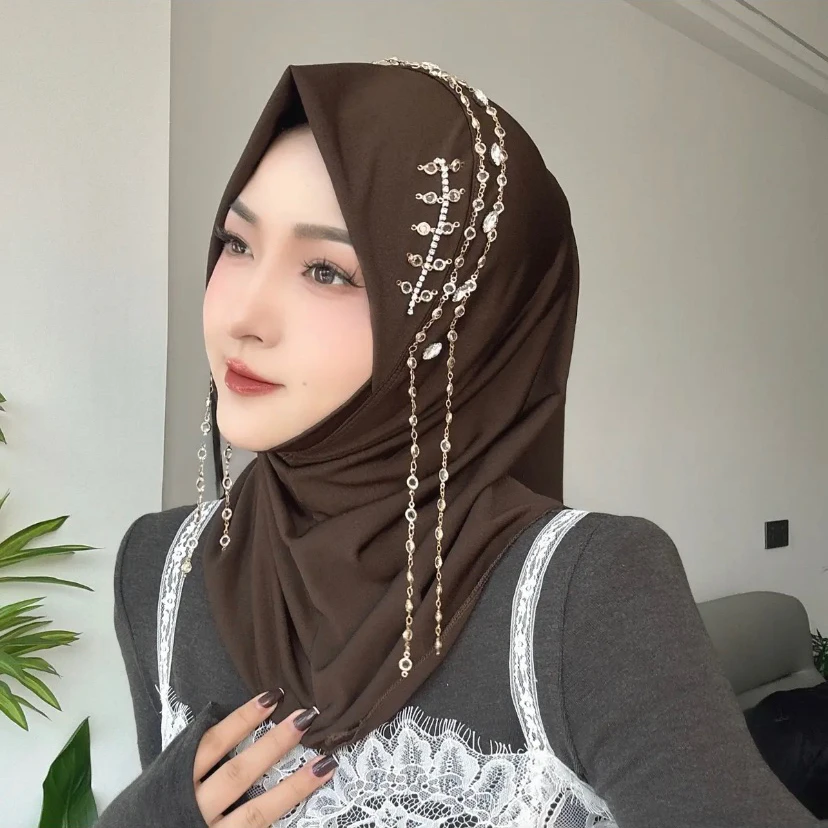 New Year Gift Dubai Muslem Hijab Hat Tassels With Chains