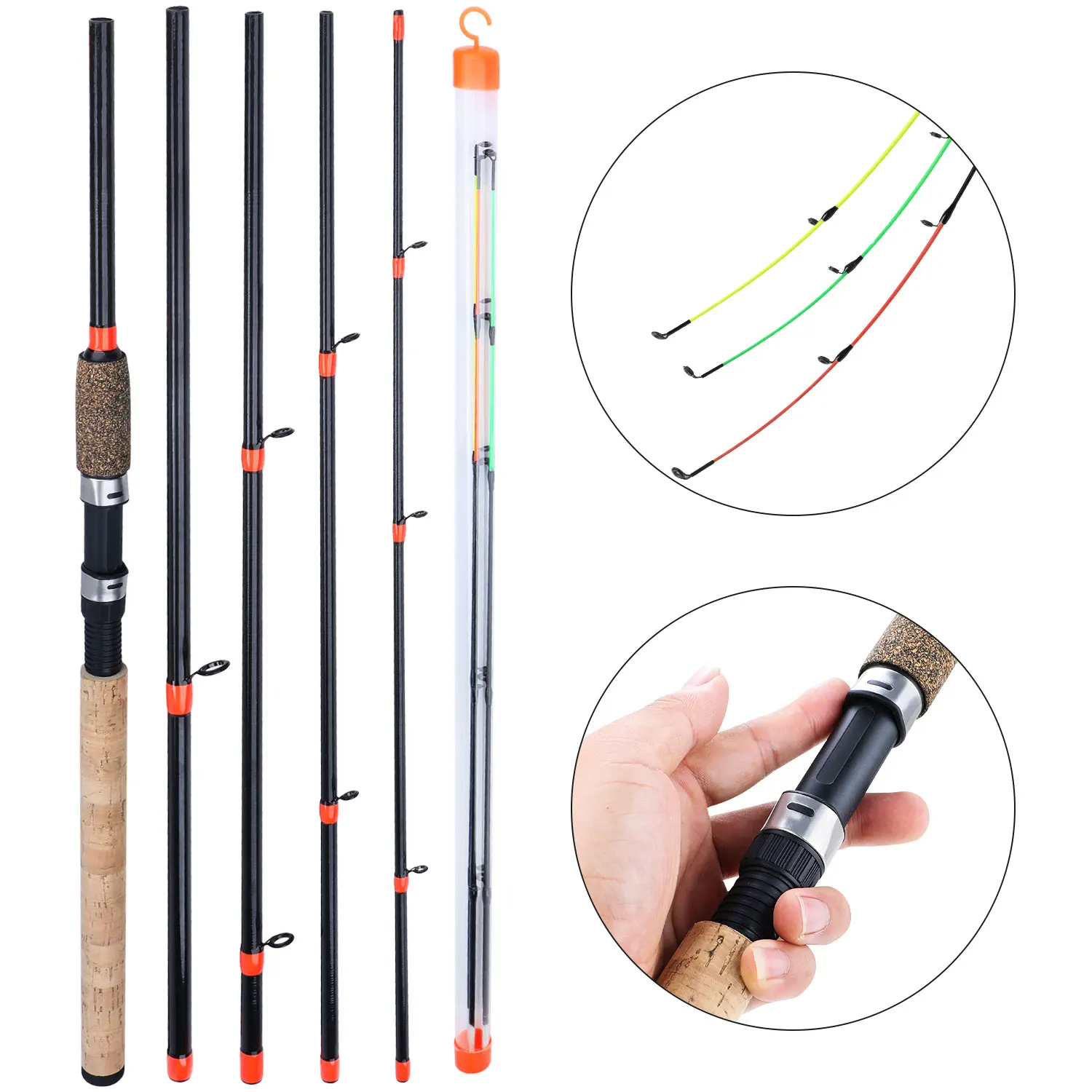 

Sougayilang 6 Section 3M Fishing Rod L M H Free Tip Power Fishing Pole Carbon Fiber Rod Spinning Travel Rod Carp Fishing Tackle