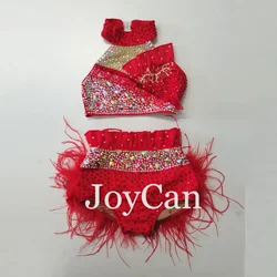 JoyCan Lyrical Dance Dress Red Jazz Dance Costume Pole Dancing Clothes Girl Performance Training BD8078