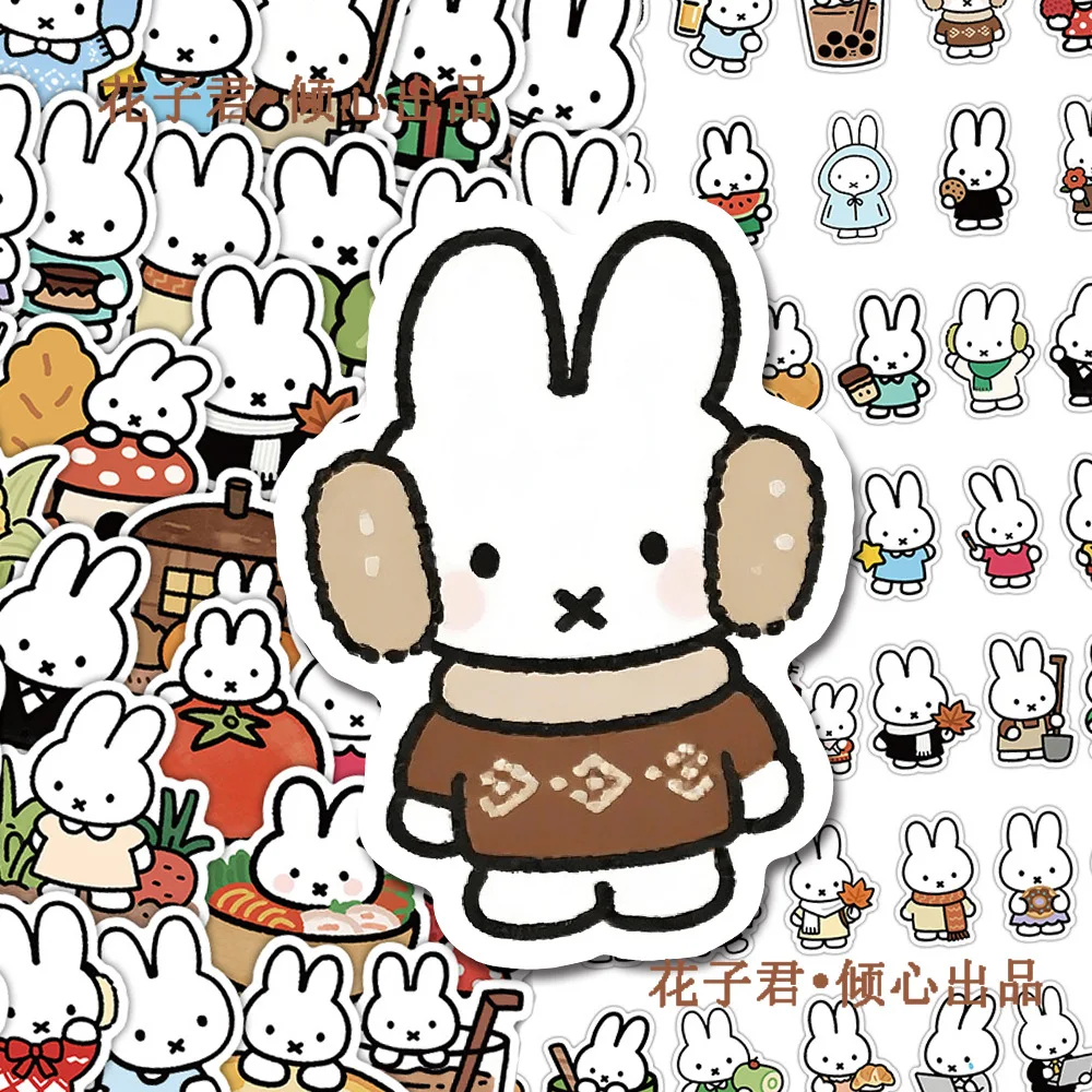 68pcs Miffy cartoon animation peripheral cute creative stickers personality two-dimensional decorative hand account stickers