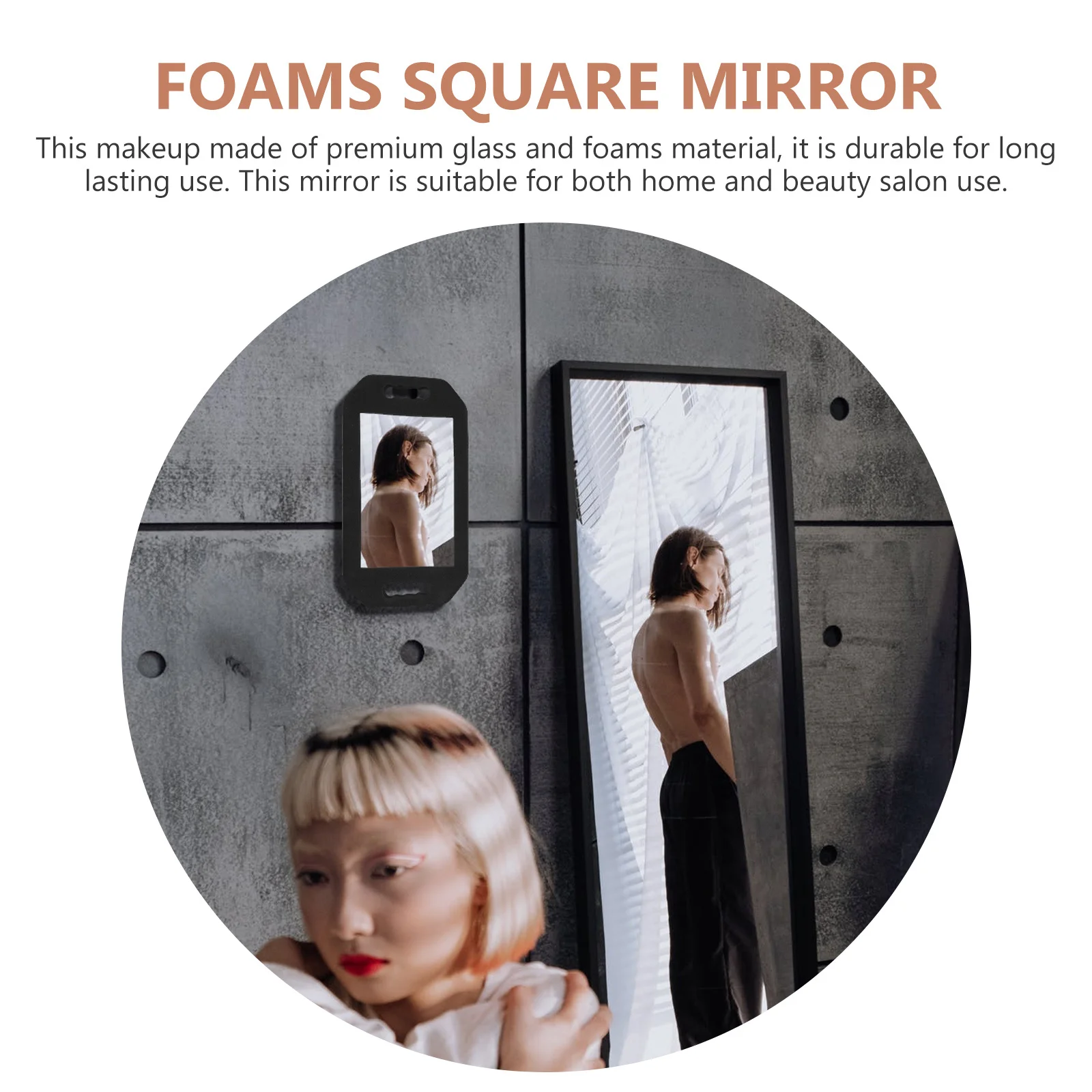 

1Pcs Foam Frame Rectangular Mirror Premium Glass Makeup Handheld Beauty Salon Travel Portable Dual Handle Clear Reflection