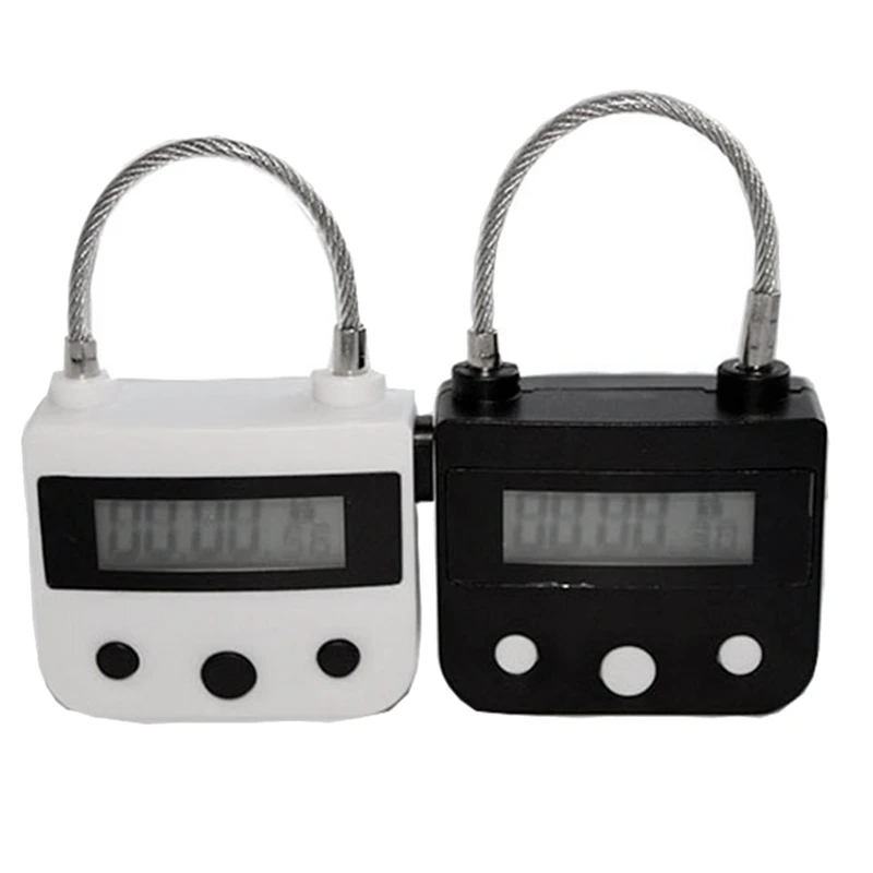 Metal Timer Lock USB LCD Display Metal Electronic Rechargeable Timer Padlock Black