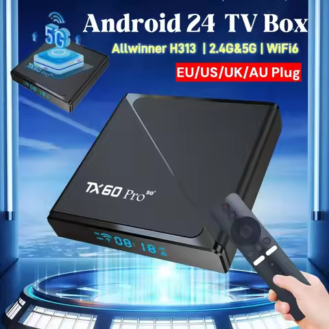Android 24 Smart TV Box 14K 16G 256G Allwinner H313 Quad Core 2.4G&amp;5G Dual WiFi6 Media Player Set Top Box Digital Voice Remote