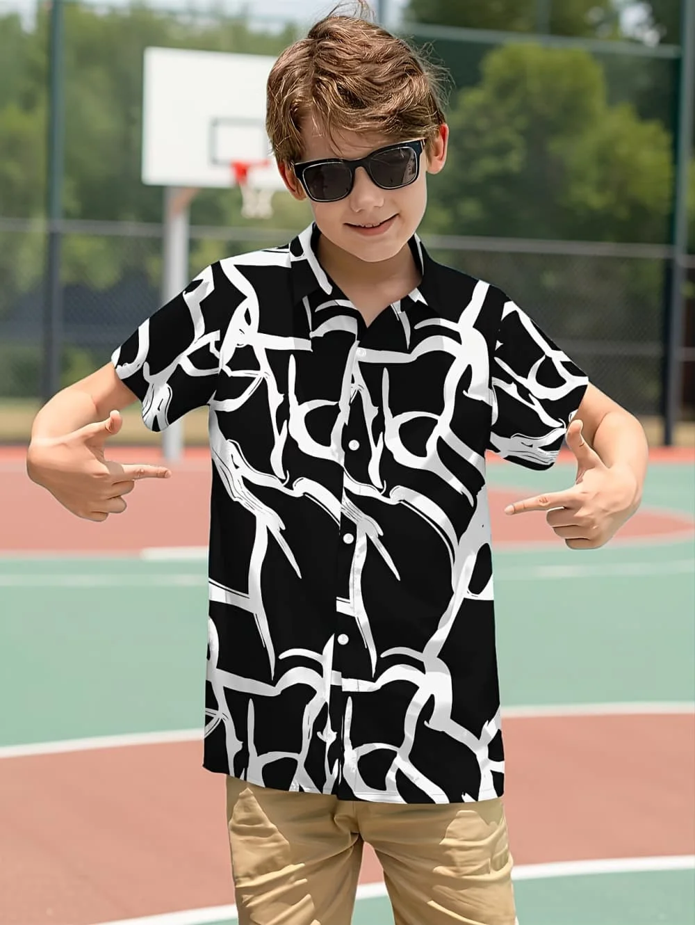 Hawaiian Children's Shirt Plant Flower Pattern Print Kids's Short Sleeved Shirt Holiday Seaside Tops Outdoor Children's Clothing