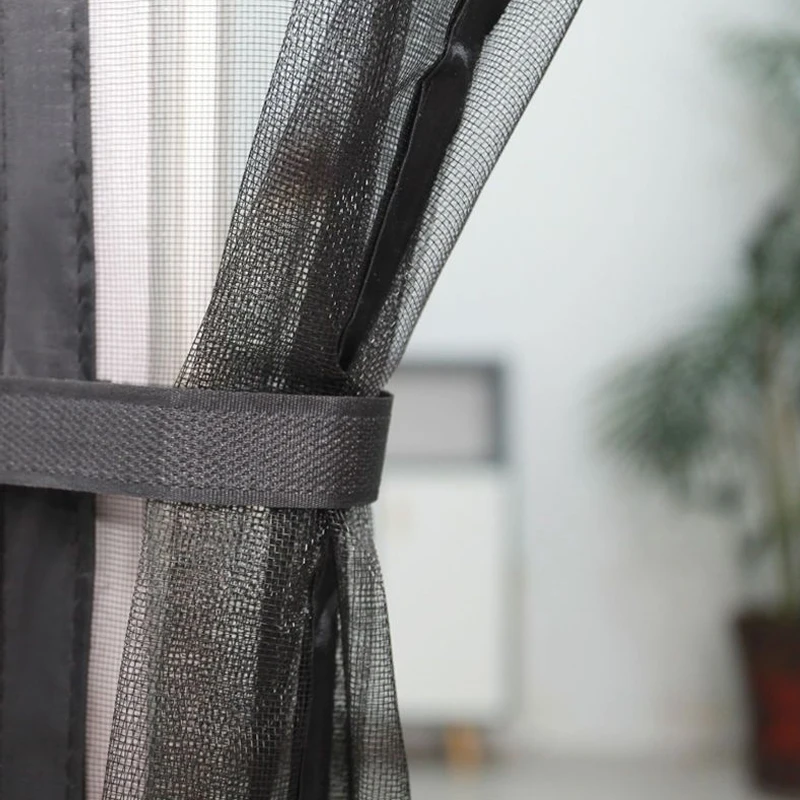 High-Quality Magnetic Mosquito Screen Door Curtain Black Self-Adhesive Mesh with Strong Magnetic Seal, Ideal for Home Protection