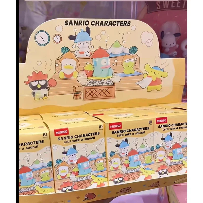 Miniso Sanrio Steam Sauna Series Blind Box Doll Toys Cinnamoroll Pompompurin Trendy Doll Girl Birthday Gift Ornament Mystery Box