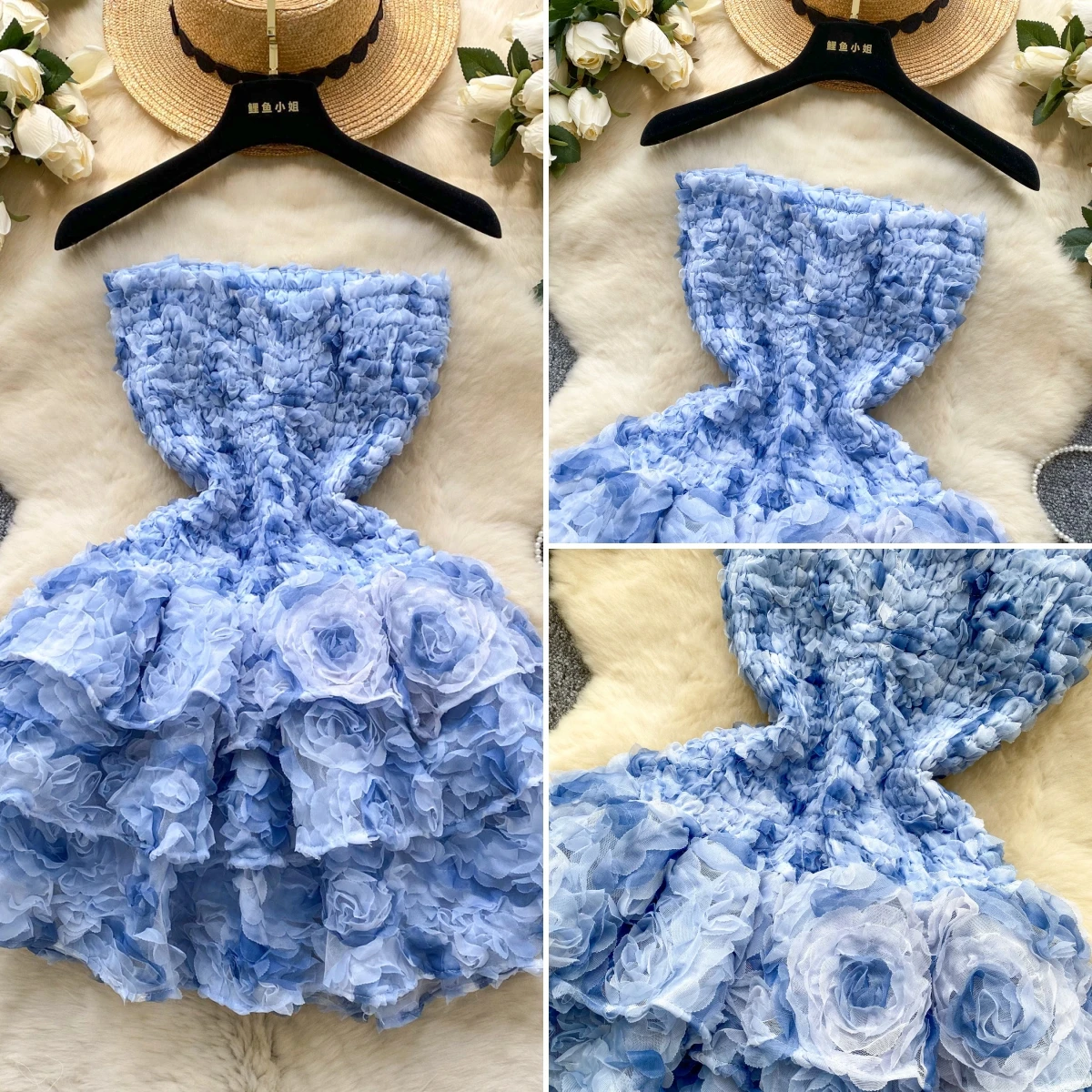 

Gown Women Mini Dress Strapless Floral Slim High Waist Dresses Party Sweet Sleeveless Elegant Ladies Vestidos Summer Prom 2025