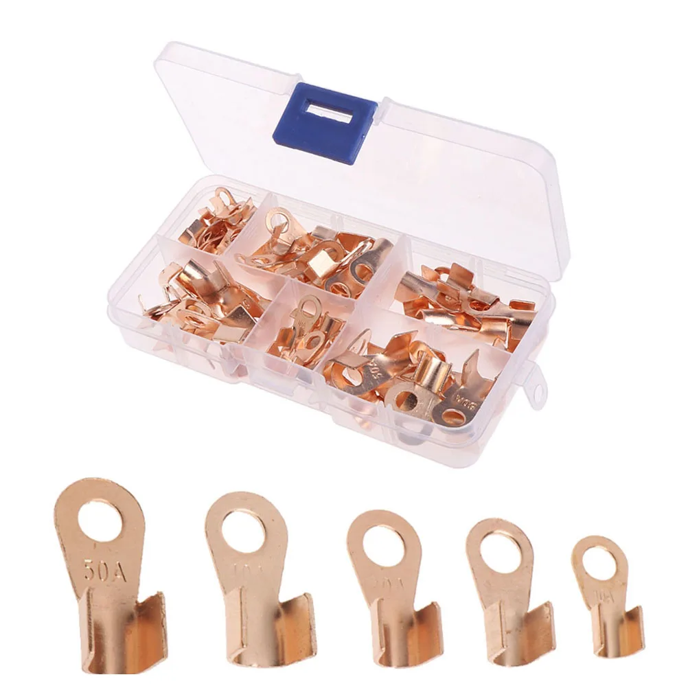 

70pcs Wire Crimp Terminals Connectors Set Insulated Copper Barrel Marine Home Use 10A 20A 30A 40A 50A Wire Terminals