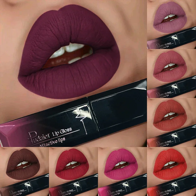Pudaier 21 cores nude veludo lipgloss à prova dwaterproof água sexy fosco batom líquido hidratante brilho labial maquiagem beleza cosméticos