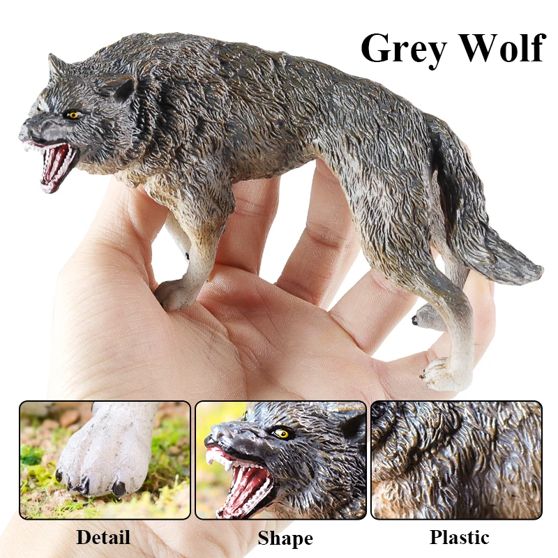 Oenux Big Size Savage Wild Beast Animals Wolf Wolves Model Action Figures Collection Solid PVC High Quality Home decor Toy Gift
