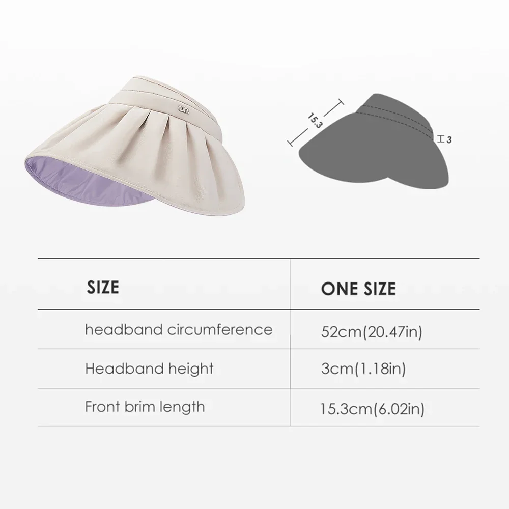 OhSunny New Sun Visor for Women Empty Top Shell Shape Cap Fashion Big Brim UPF50+ Sunscreen Summer Protection Beach Hats