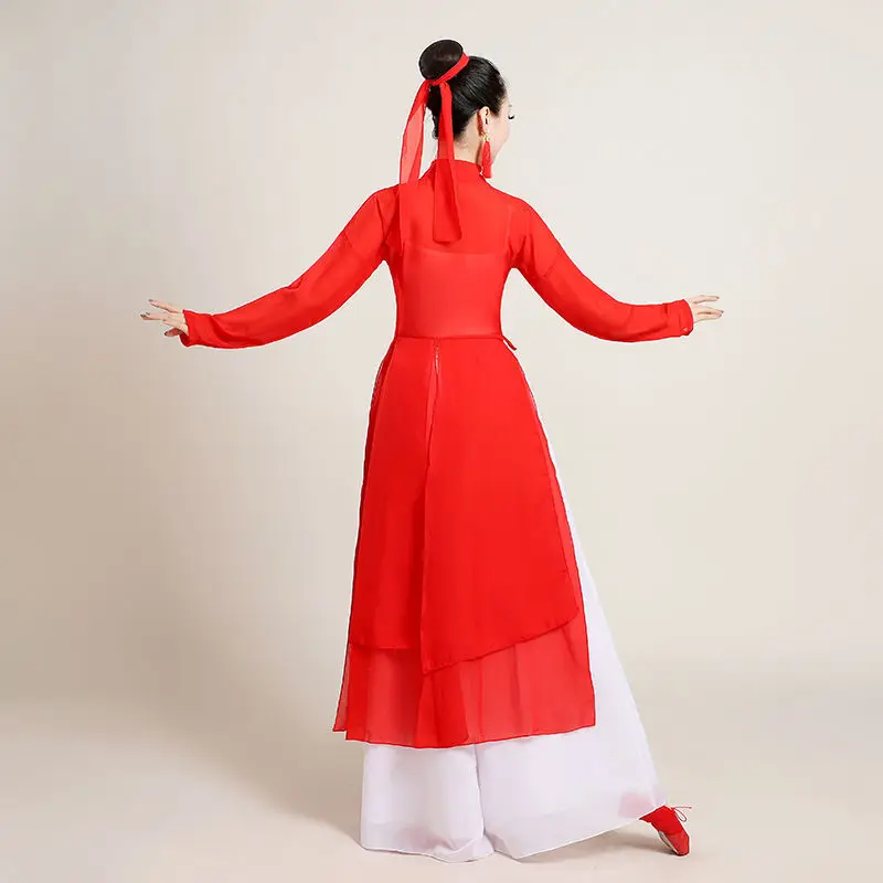 Robe de danse en gaze pour femmes adultes, tenue d'anniversaire, de yoga, de danse classique, de style chinois