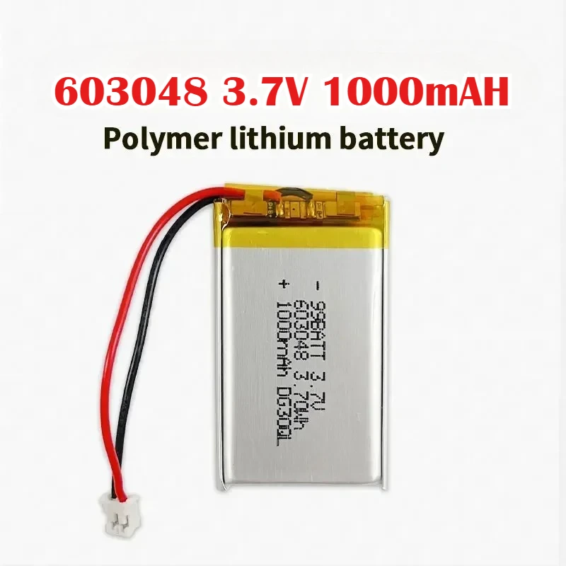 Akumulator Lipo 3.7V 1000mAh 603048 + Złącze JST 2.0mm 2-pinowe do MP3 GPS DVD Rejestratora Bluetooth Słuchawek E-booka Aparatu — zdjęcie produktu 4