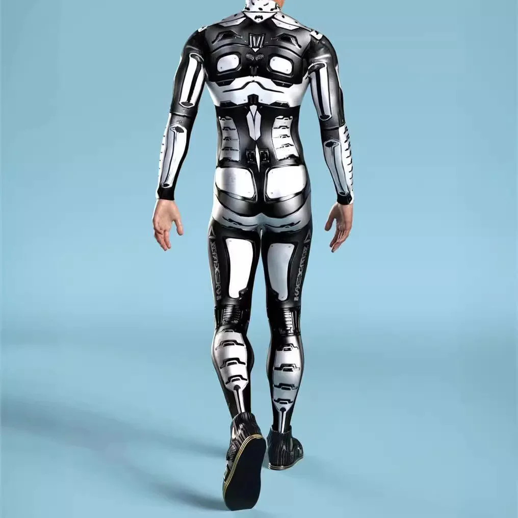 

Mechanical Armor Robot Cyber Punk Bodysuit Cosplay Jumpsuit Steampunk Costume Halloween Party Shows Men Women Cool Zentai Suit