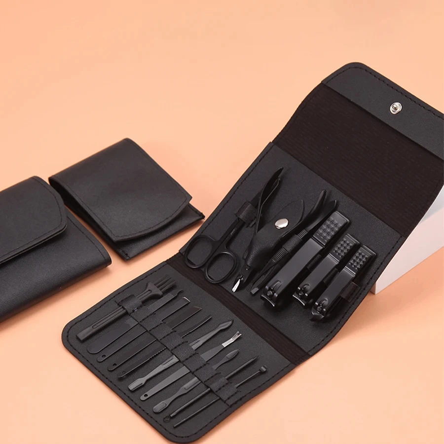 Profissional Aço Inoxidável Manicure Set, Grooming Kit, Nail Clippers, Pedicure Care Tools com Travel Case