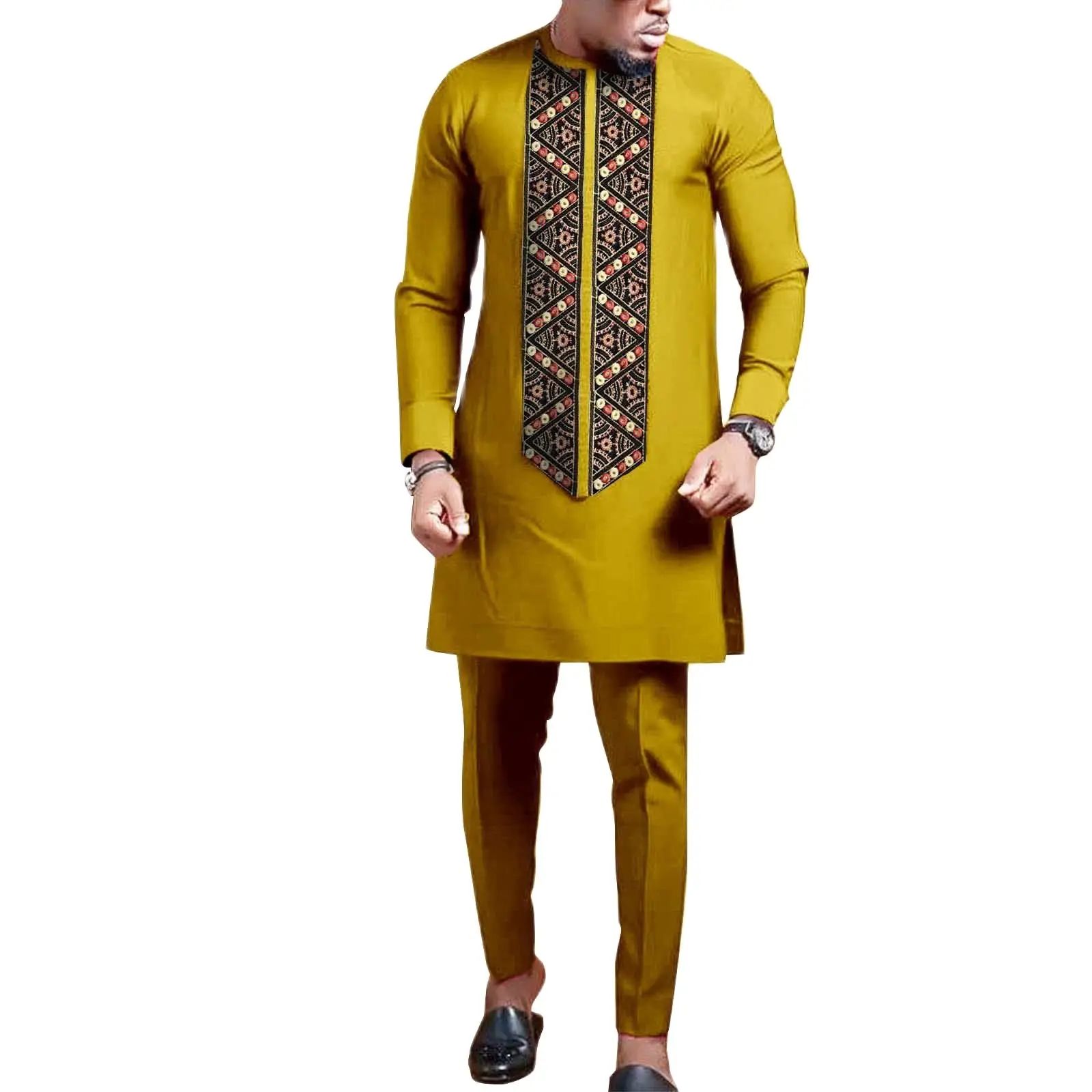 

Dashiki Shirt and Ankara Pant 2 Piece Set with Pocket Bazin Riche Wear Men's Clothing Men Suit Dashiki Clothing Tribal Outfit