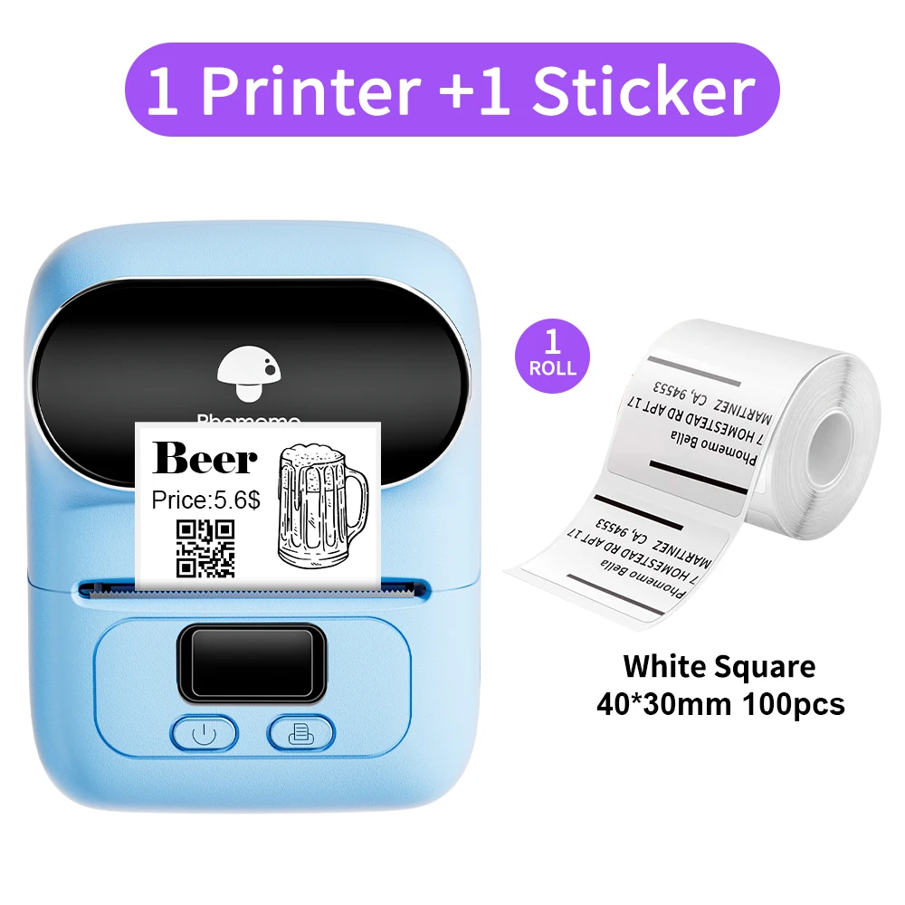 Phomemo M110 Thermal Wireless Label Printer Sticker Mini Printer Barcode Bluetooth Label Maker Price Tag Printers Free APP