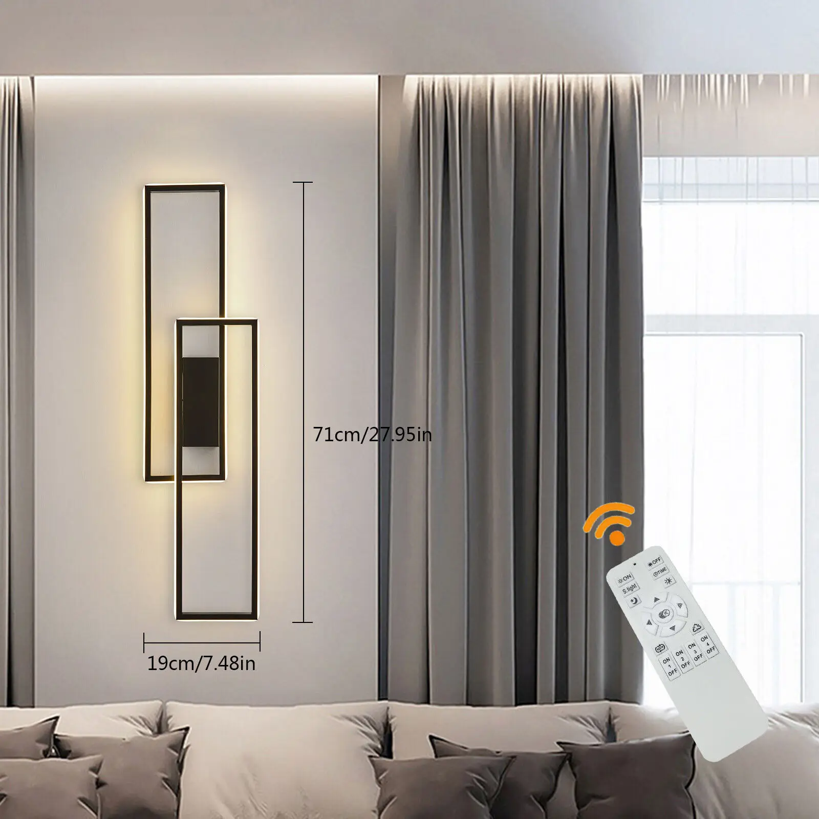 LED Wall Light Modern Acrylic Metal Wall Sconce Lamp Home Indoor Lighting Fixture Decor Remote Control