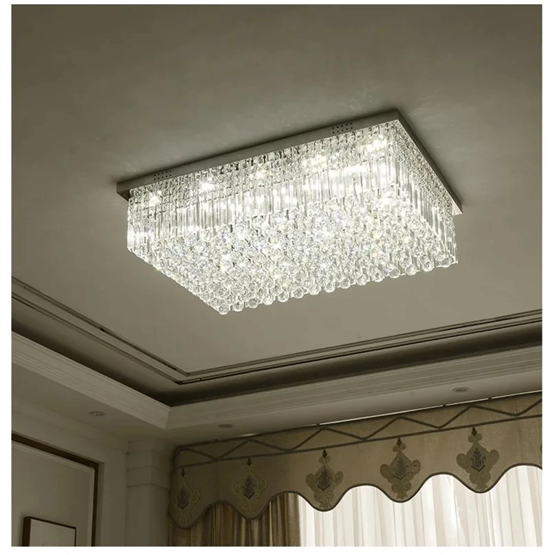 Plafonnier LED en cristal rectangulaire et carré, lampe de salon, luminaires luxueux, restaurant moderne, chambre à coucher, décoration d\'intérieur