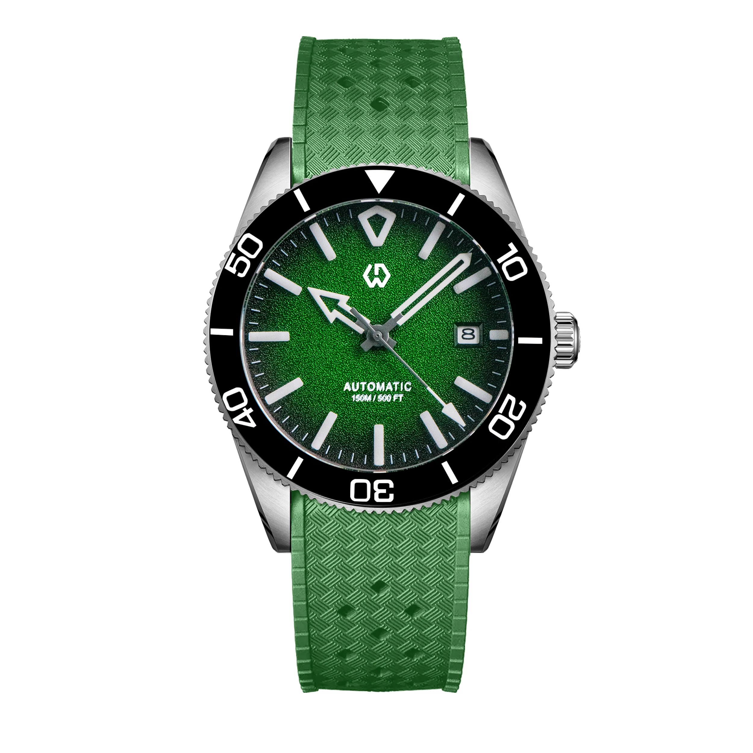 Upgraded Model 9017 Automatic Watch Mechanical 3D Dimensional Luminous Watch Needle Ceramic Bezel 150 Meters Waterproof Diving