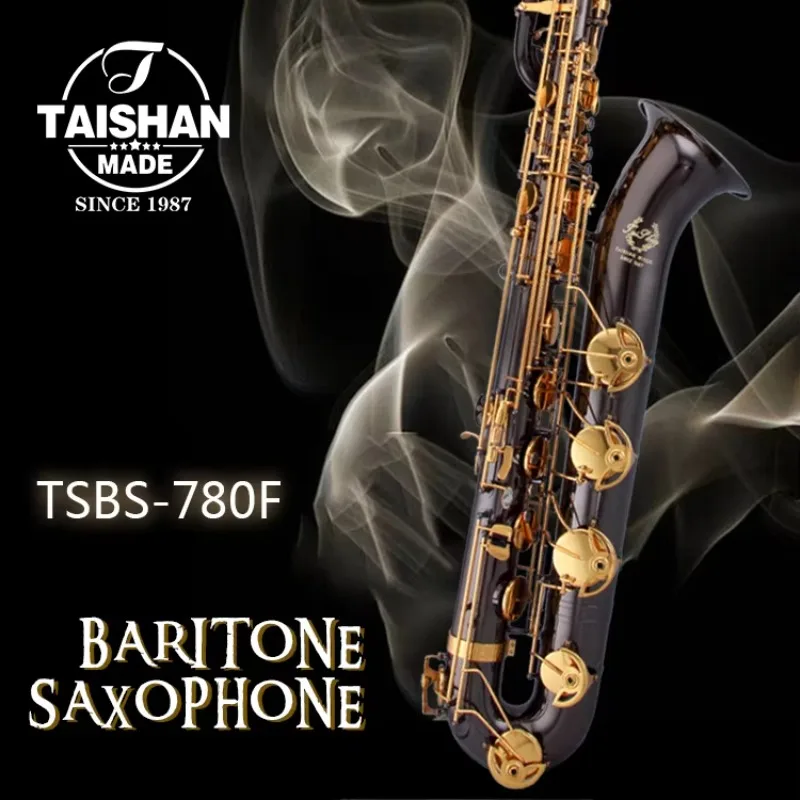 

TaiShan TSBS-680F Professional Lacquered Brass Baritone Saxophone Eb Tone Low Pitch Key Black Nickel Finish Hand Engravings