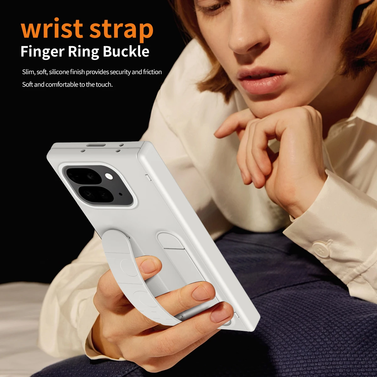 Obrotowy uchwyt 180° do Google Pixel 9 10 11Pro Fold °   Składany stojak na nadgarstek, zawias, 3-w-1, pełna ochrona obiektywu, odporne na upadki etui na telefon — zdjęcie produktu 2