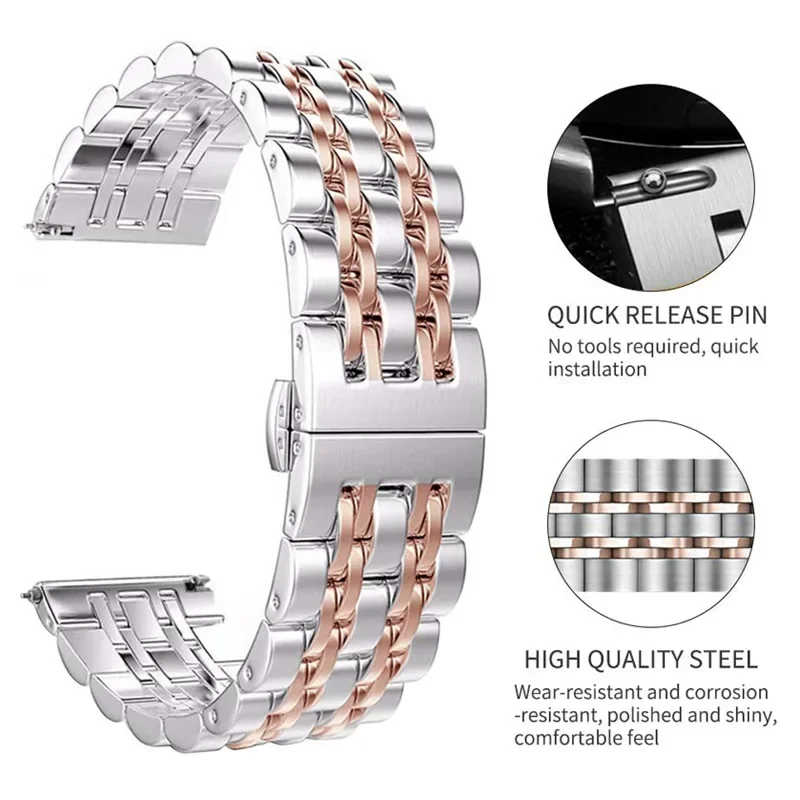 22mm Watch Strap For HAYLOU Watch R8 S8 RS5 Stainless Steel Metal Band For HaylouSolar Plus RT3 RS4 Plus/RT2 RT3 GST Lite 2 Pro