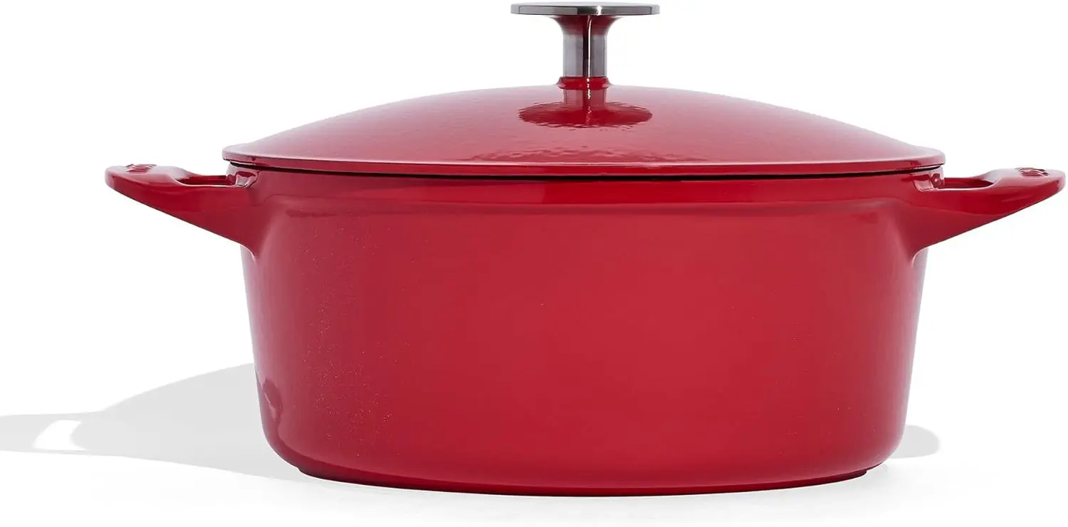 Oven 5.5 Quart - Red - Enameled Cast Iron - Exceptional Heat Retention & Durability - Professional Cook