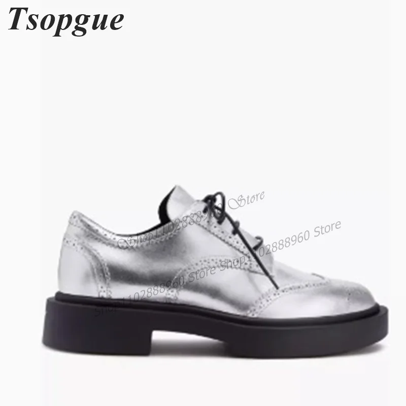 

Cross-Tied Silver Metallic Carve Shoes For Men Men's Pumps High Quality Runway Casual Party Shoes 2023 Fashion Zapatillas Mujer