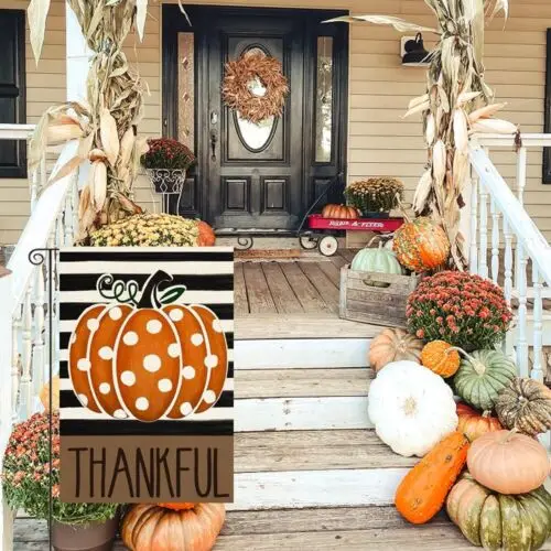 ARGOOFG Thanksgiving Fall Garden Flag 12x18 Inch Double Sided for Outside Tha... KKL AAL HHM WZZ yyi