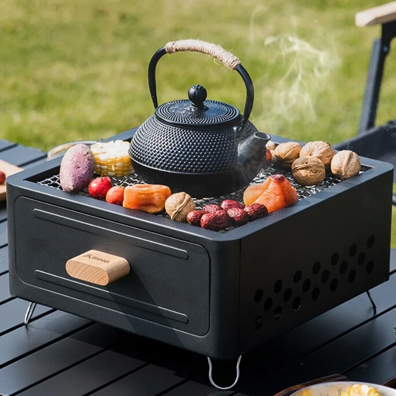 

Square Barbecue Stove Drawer Carbon Basin Boiling Tea Grilling Meat Fried Meat Charcoal Grilling Easy Carry Bbq Grill Outdoor