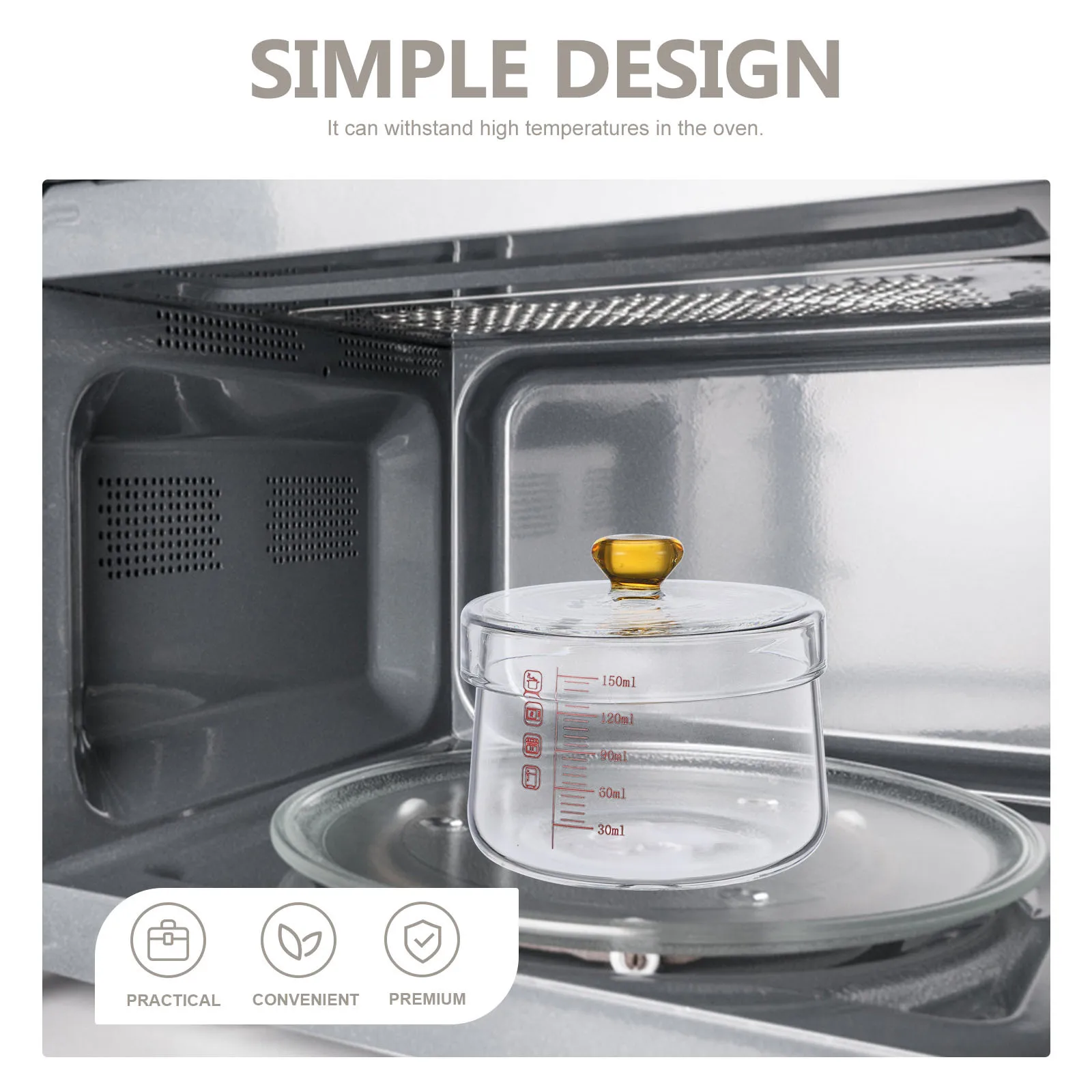 

Glass Steamed Egg Bowl Transparent Small Double Handle Stew Pot Heat Resistant Kitchen Soup Household Cookware for Baking