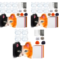 Animal Mask Kits Cats Mask Halloween Cosplay Mask Hand-Painted Masquerade Mask Hand-Painted Cats Mask with Plush Fabric