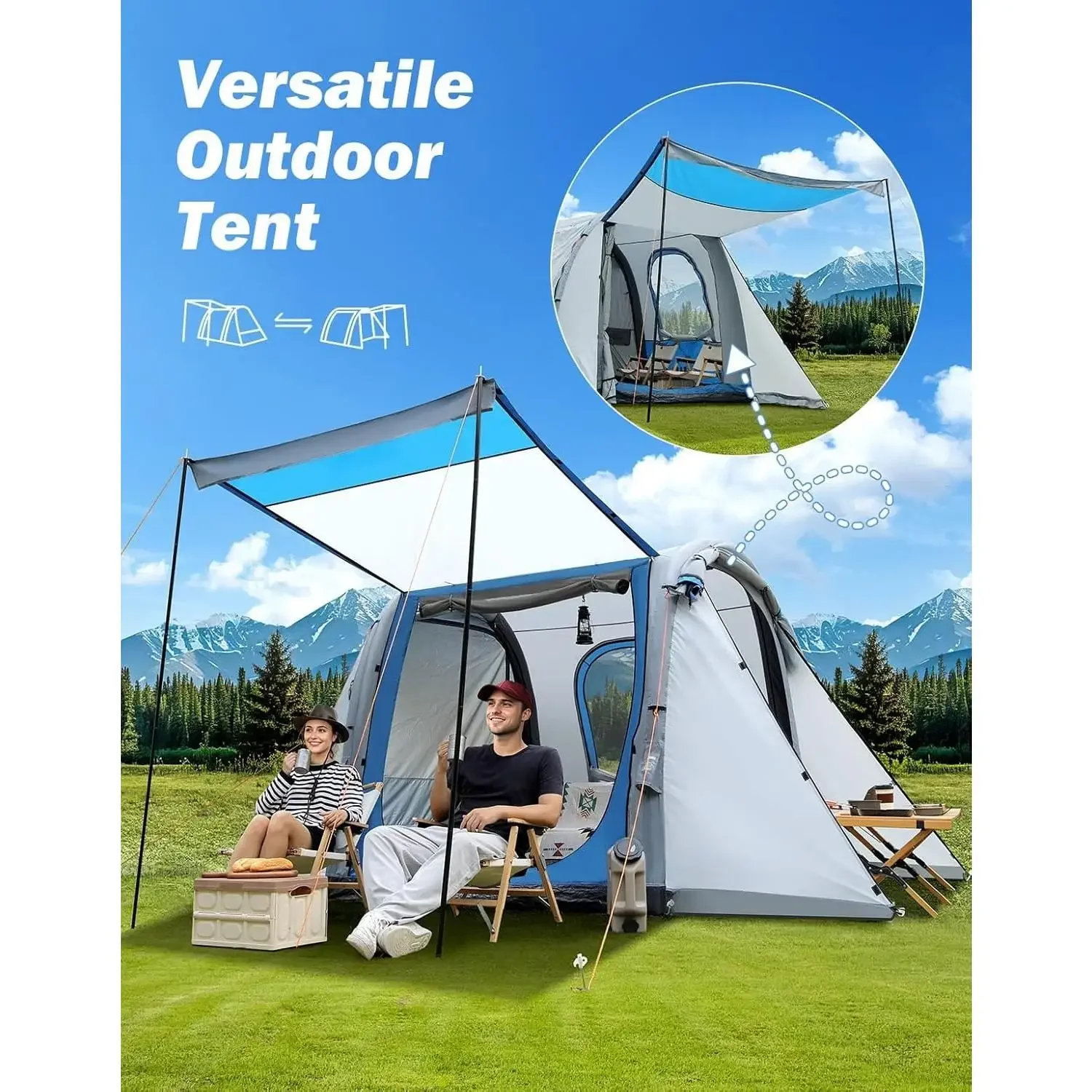 خيمة YOU-SUV مع مضخة قابلة للنفخ، مساحة أكبر بنسبة 30%، خيمة سيارة سهلة الإعداد للتخييم العائلي تتسع لـ 6 أشخاص، وسيارات الدفع الرباعي أو التخييم ذات الاستخدام المزدوج