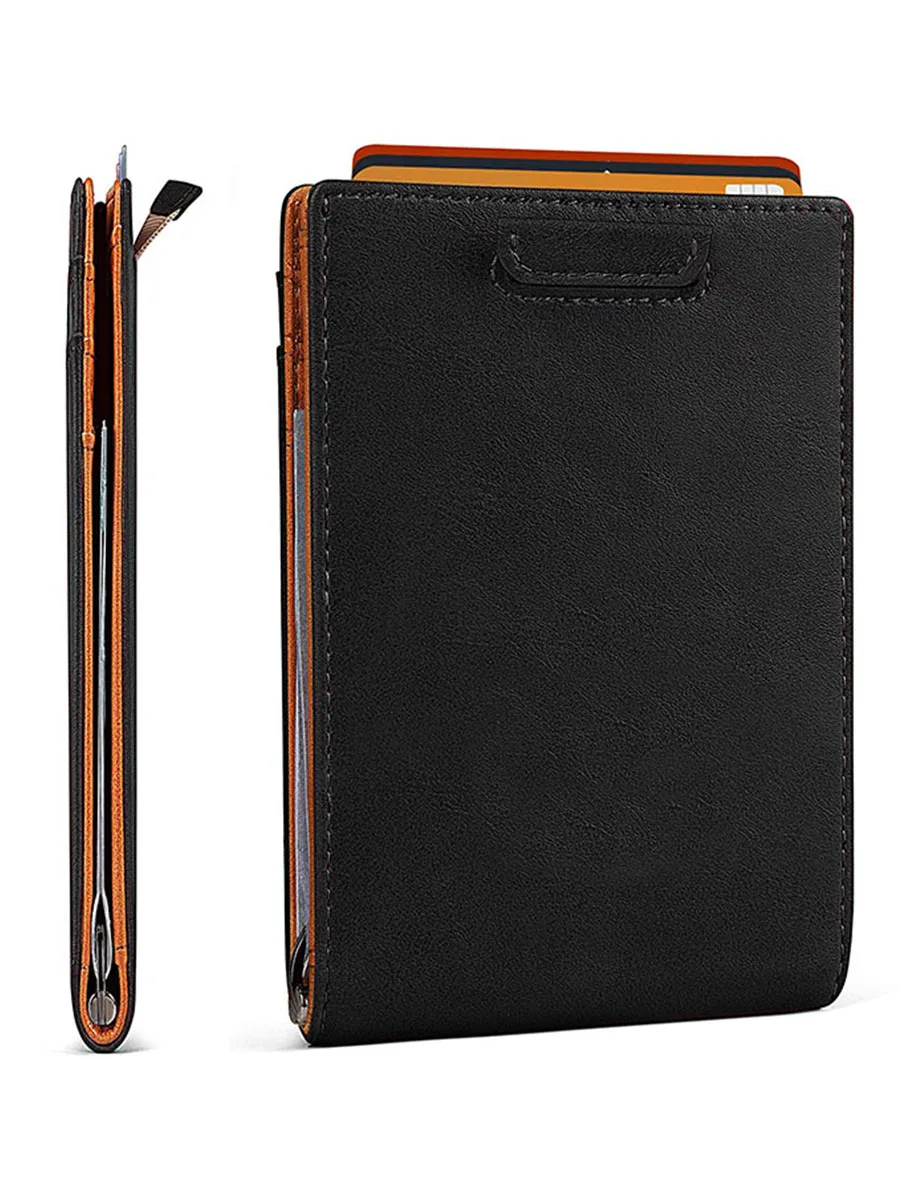 Gebwolf Rfid Card Holder Men's Wallets Carbon Fiber Slim Thin Male Purse Bi-fold Money Clip for Men