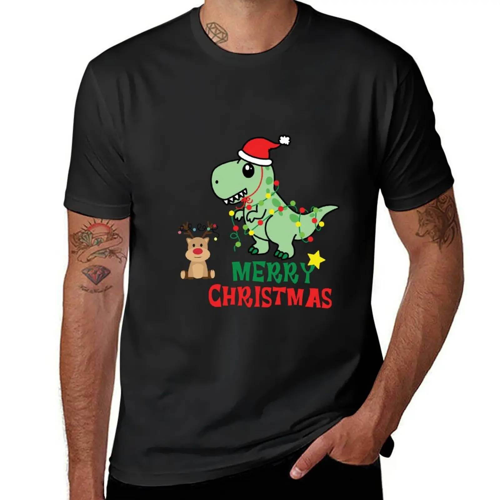 Merry Christmas - T-Rex and Reindeer T-Shirt oversized customizeds plain t shirts men