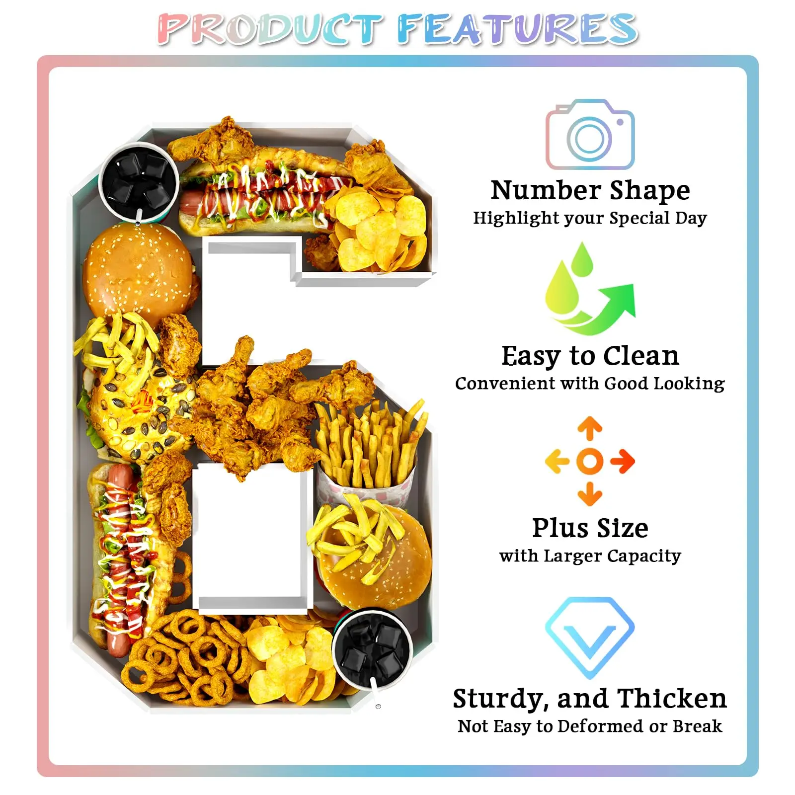 Fillable Cardboard Number 6, Tray Charcuterie Number Mache 6, Food Fillable Number Shaped Sweets Flower Candy Cupcake Container