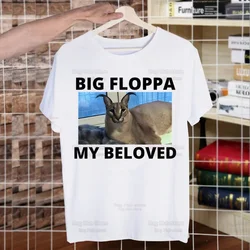 Big Floppa T Shirt Men Retro Washed Tops Tees Harajuku Cute Funny Cat Tshirt Streetwear Hip Hop Male T-shirts