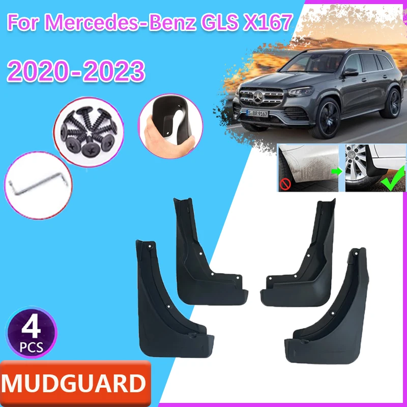 

Car Mudguard for Mercedes-Benz GLS X167 450 600 2020~2023 Rear Wheel Fenders Protector Splash Guards Covers Exterior Accessories