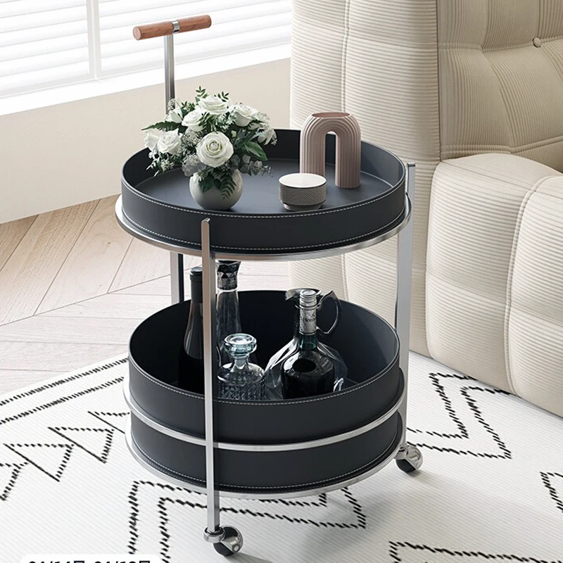 

Modern light luxury movable trolley high-end stainless steel sofa small apartment side table